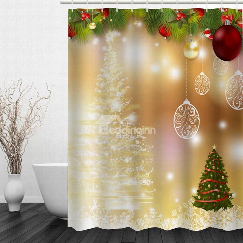 Wonderful Bathroom Christmas Decor Waterproof 3d Shower Curtain