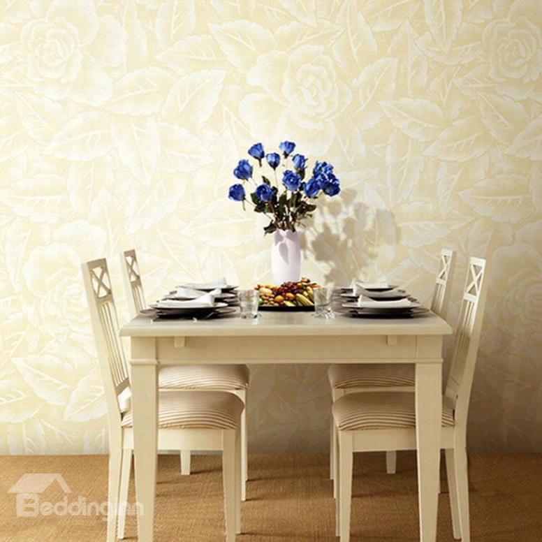 3d Beige Floral Pattern Pvc Sturdy Waterproof Ajd Eco-friendly Wall Mural