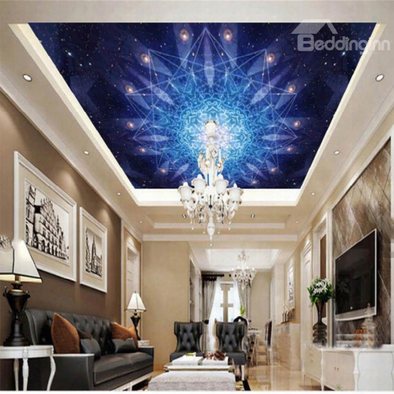 3d Booming Flowers In Galaxy Pattern Waterproof Durable And Eco-friendly Ceiling Murals