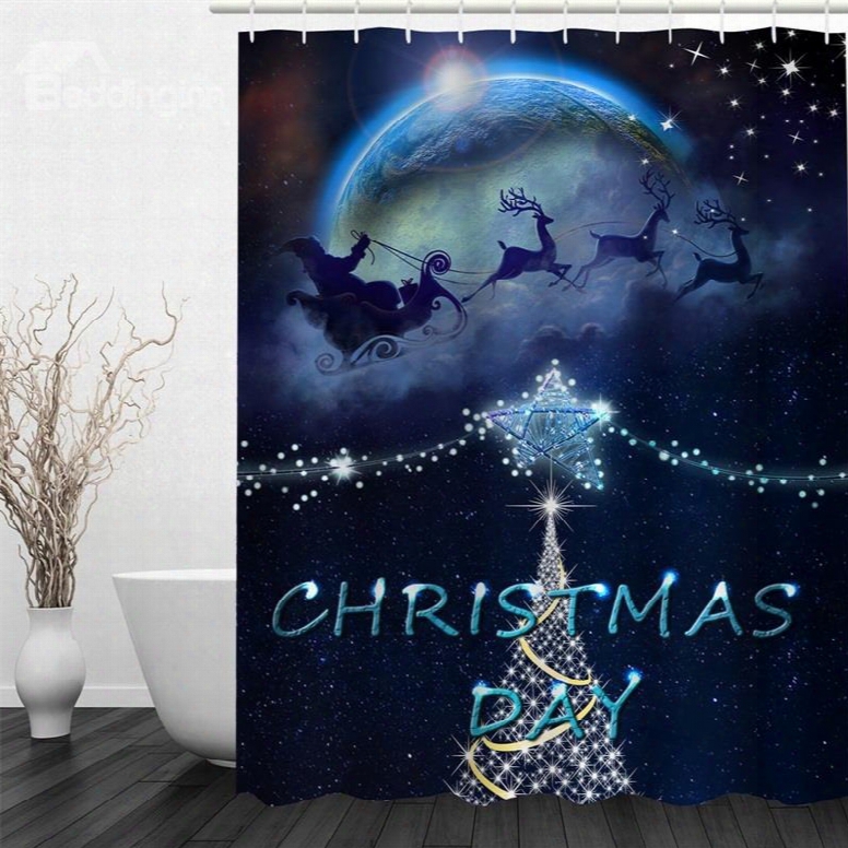 3d Christmas Pattern Polyester Waterproof And Eco-friendly Shower Curtain