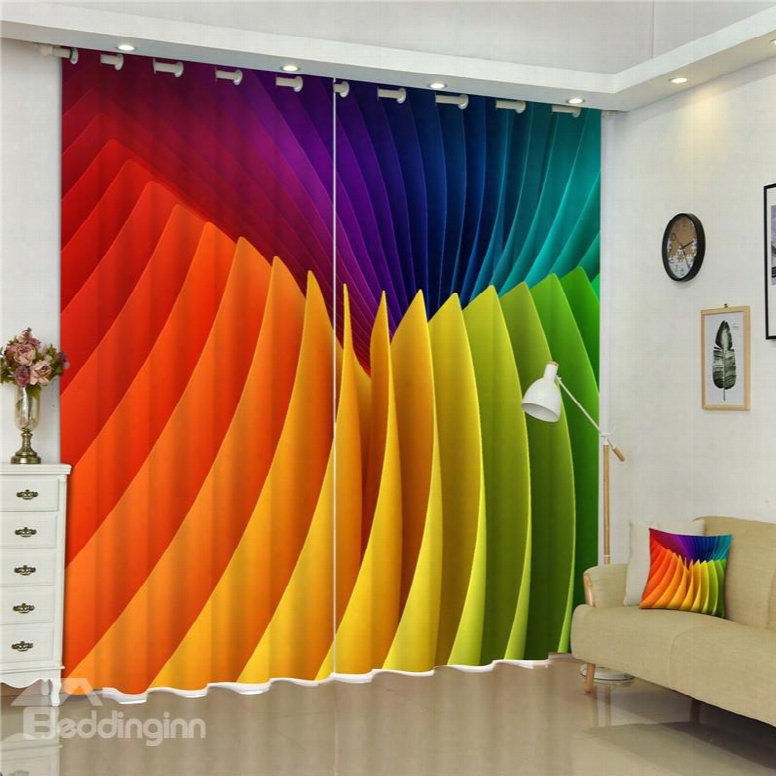 3d Colorful Papers Printed Creative And Modern Style Bedroom Polyester Custom Curtain
