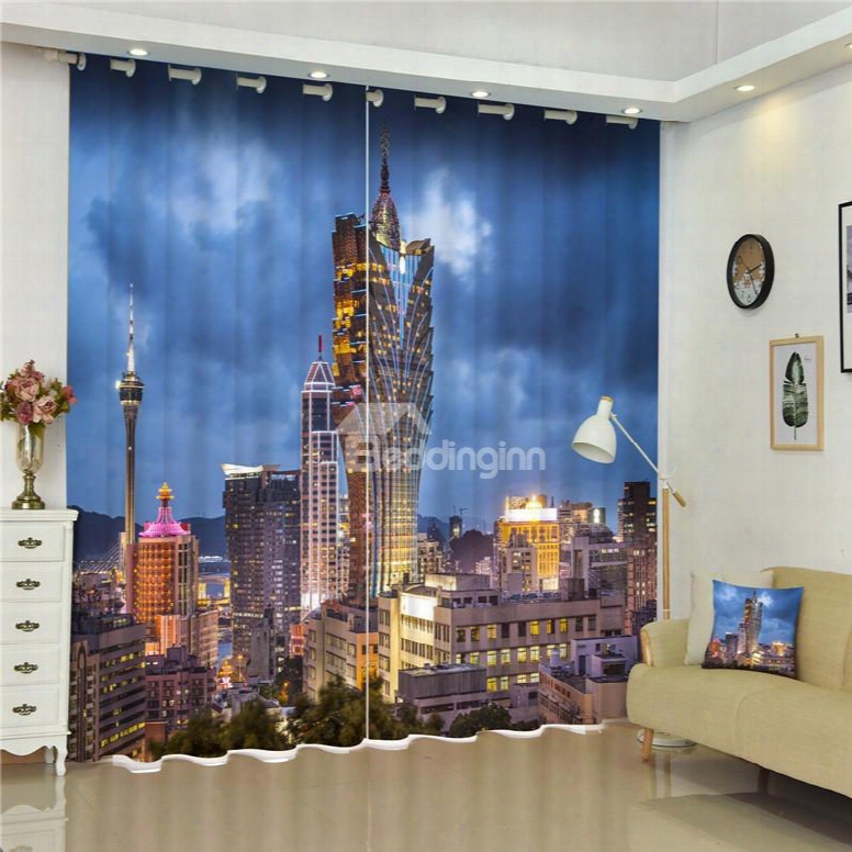 3d Creative Macau Casino Printed Bedroom And Living Room Polyester Custom Curtain