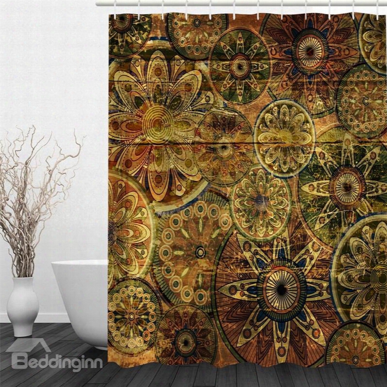 3d Flowers Pattern Classic Style Polyester Waterproof And Eco-friendly Shower Curtain