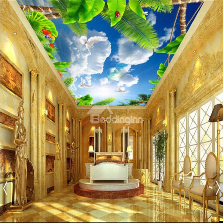 3d Green Plants In Blue Sky Waterproof Durable And Eco-friendly Ceiling Murals