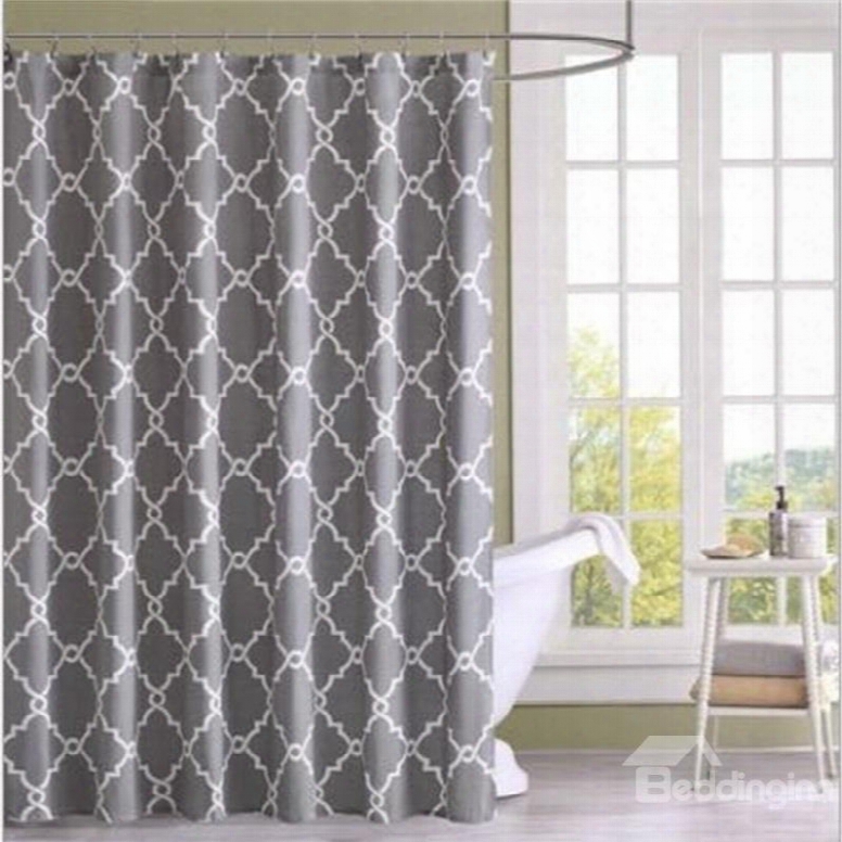 3d Grey Background With White Lines Polyester Waterproof Antibacterial And Eco-friendly Shower Curtain