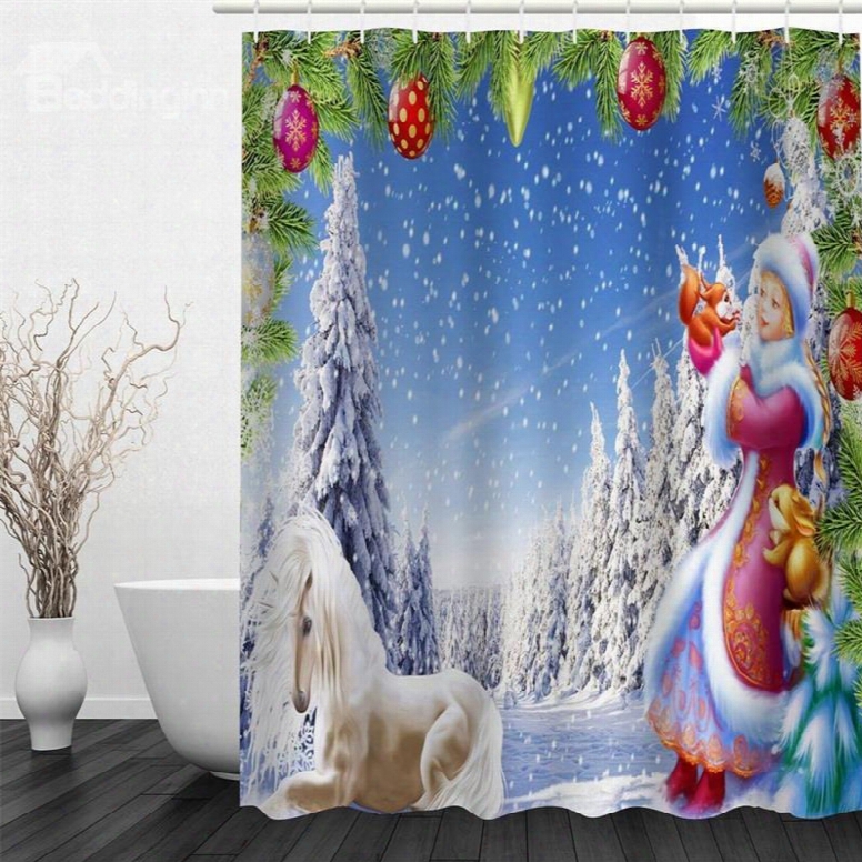 3d Horse Balls Polyester Waterproof Antibacterial Eco-friendly Shower Curtain