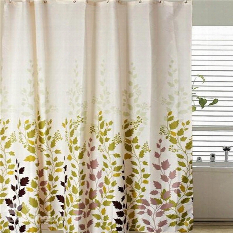 3d Maple Leaves Printed Polyester Waterproof Antibacterial And Eco-friendly Shower Curtain