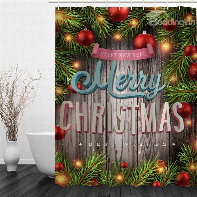 3d Merry Christmas Pattern Polyester Waterproof And Eco-friendly Shower Curtain