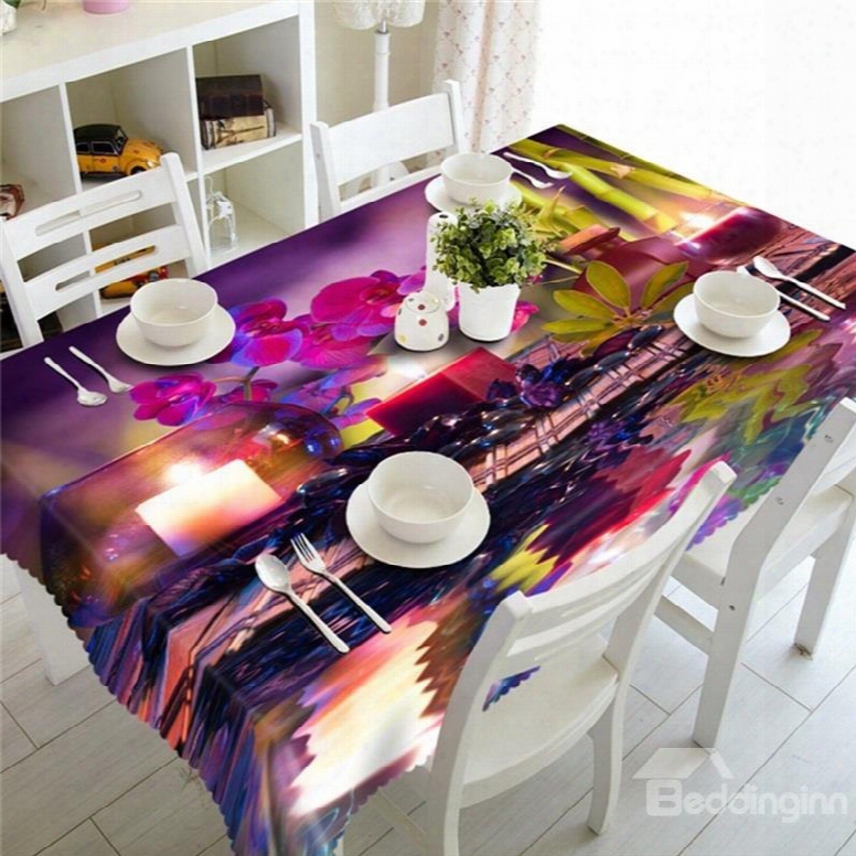 3d Romantic Candlelight Dinner Printed Oil-proof Home And Hotel Dinning Table Cloth