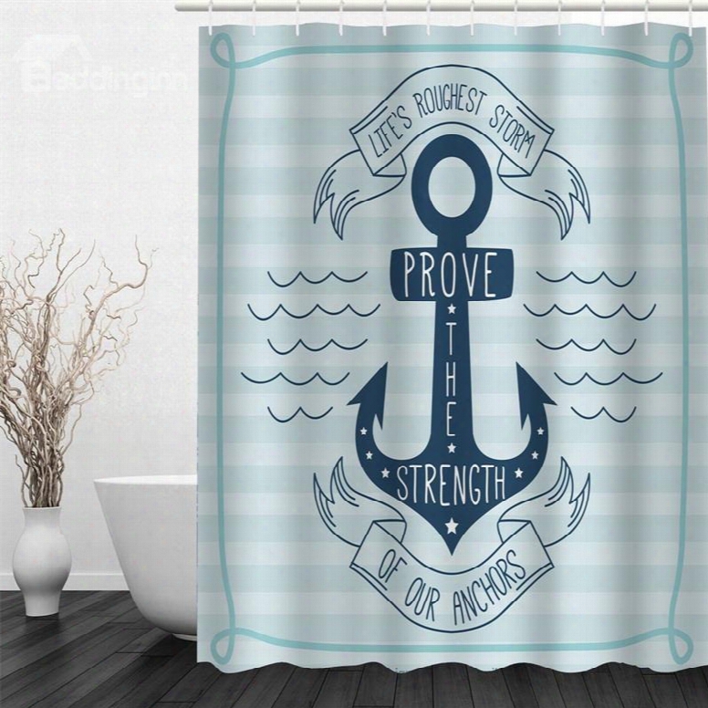 3d Stimulating Words Pattern Polyester Waterproof Antibacterial And Eco-friendly Shower Curtain