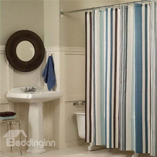 3d Stripes On White Background Polyester Watsrproof Antibacterial And Eco-friendly Shower Curtain