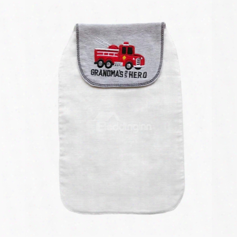 8*13in Big Truck Printed Cotton White Baby Sweatband/towel