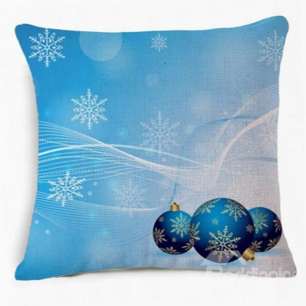 Adorable Christmas Decoration Print Blue Throw Pillow Case