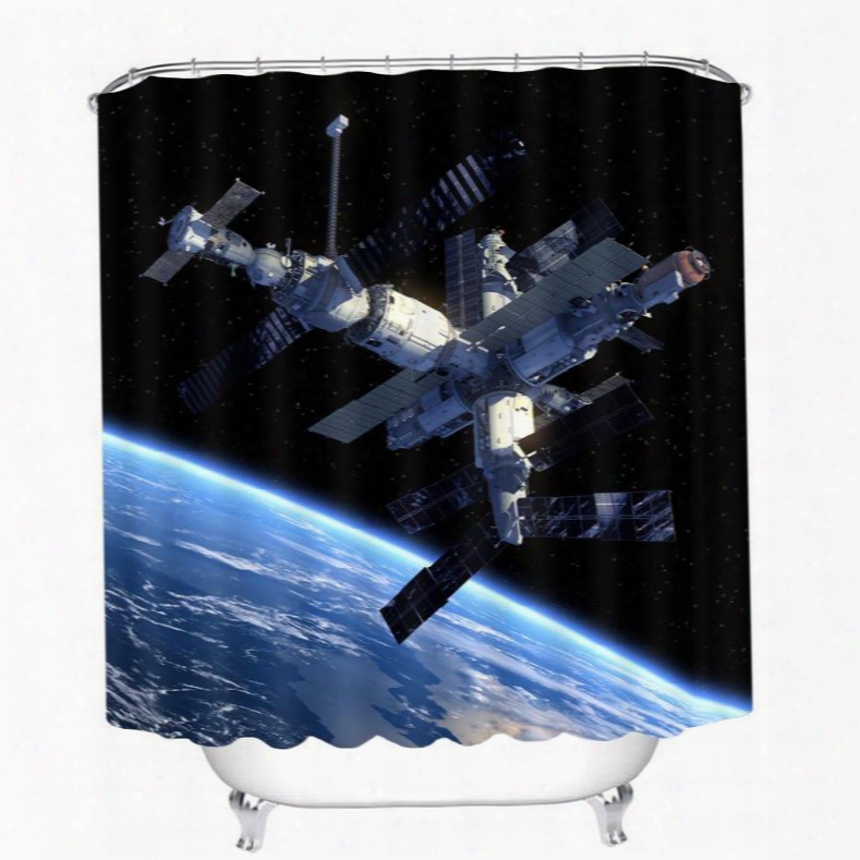 Amazing Space Satellite Station 3d Printed Bathroom Waterproof Shower Curtain