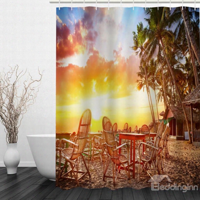 American Countryside At Dusk 3d Printed Bathroo M Waterproof Shower Curtain