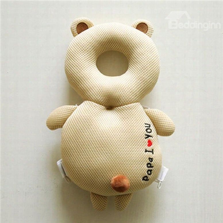 Bear Shape Buckle Polyester And Pp Cotton 1-piece Beige Toddlers Pillow