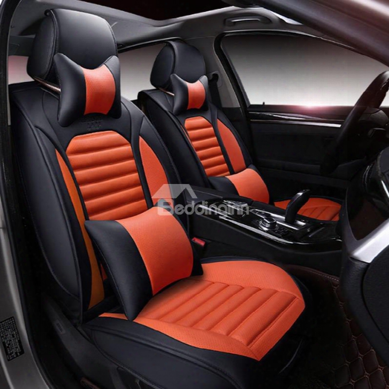 Black And Orange Bright Colors Sports Design Universal Car Seat Covers