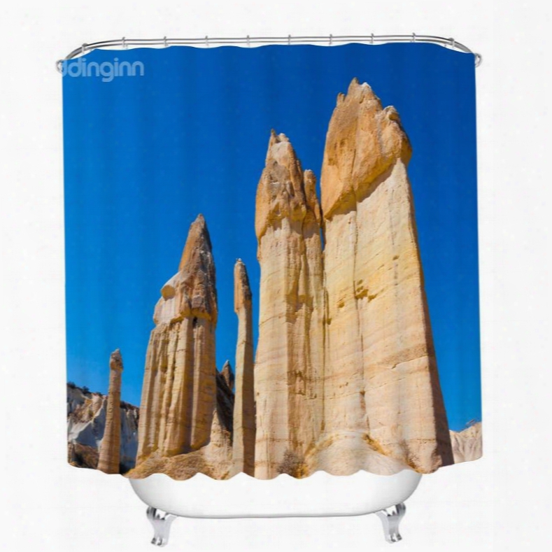 Blue Sky And Rock With Wind Erosion 3d Printed Bathroom Waterproof Shower Curtain