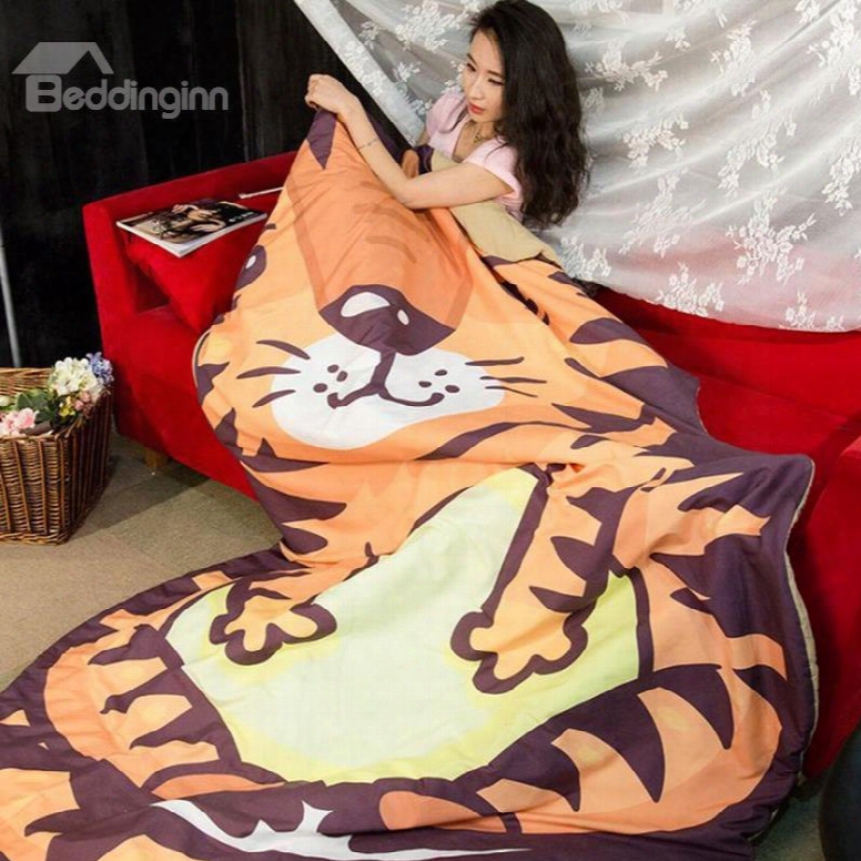 Cartoon Tiger Shaped Lightweight Polyester Soft Quilt