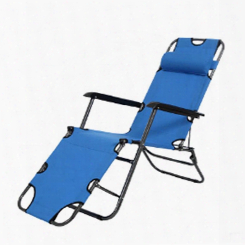 Chaise Lounge Folding With Pillow Beach Portable Camping Chair