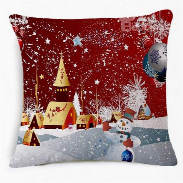 Charming Christmas Eve Print Throw Pillow Case