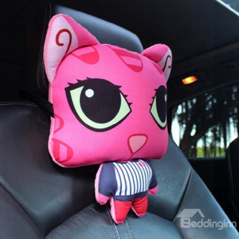 Charming Pink Cool Cartoon Cat Big Eyes Lovely Creative Car Pillow