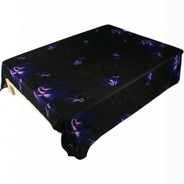 Charming Purple Dewy Rose Print Cotton Flat Sheet