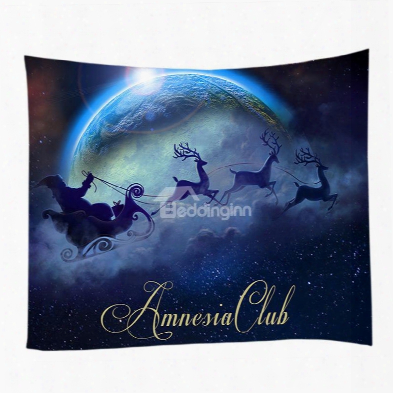 Christmas Reindeer And Moon Decorative Hanging Wall Tapestry