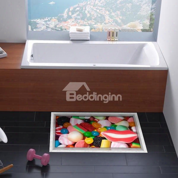 Colorful Candies Pattern Slipping-preventing Water-proof 3d Floor Sticker