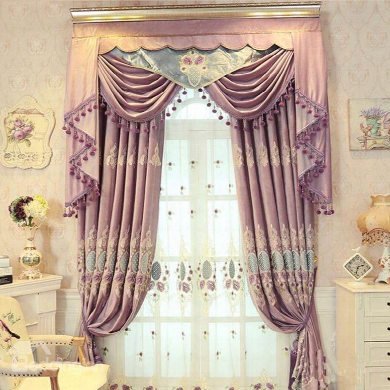 Concise And Modern Purple Embroidered Finished Curtain Living Room And Bedroom Sheer Curtain