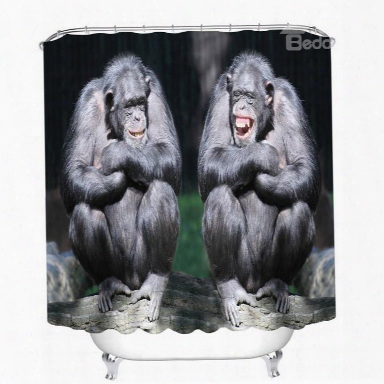 Couple Gorilla Laughing 3d Printed Bathroom Waterproof Shower Curtain