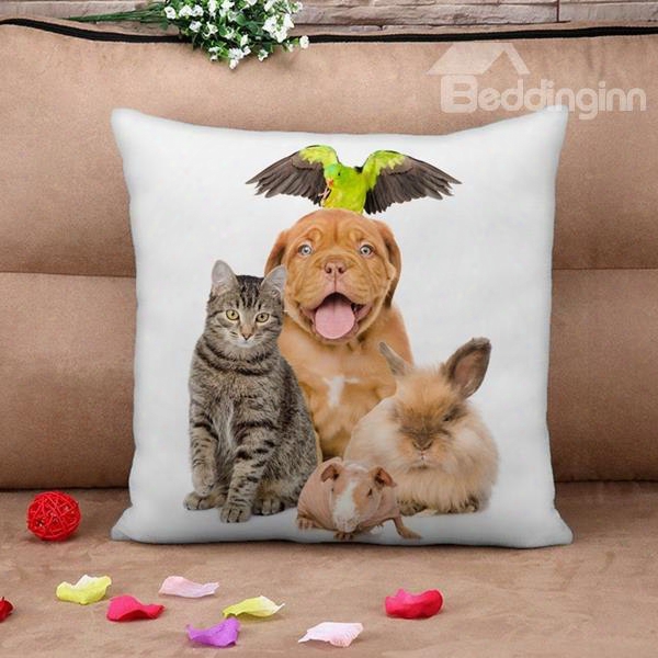 Cute Animal Design Square Throw Pillow Case