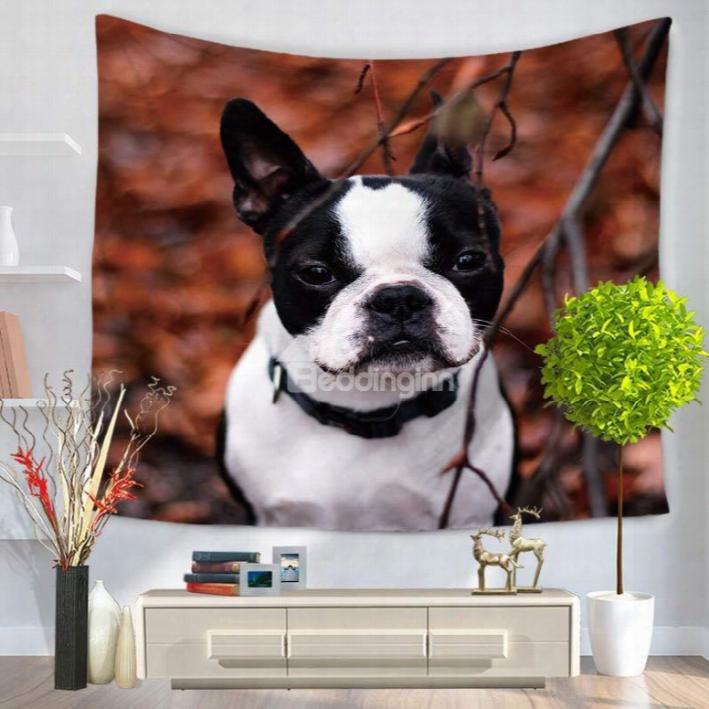 Cute Bulldog With Black And White Colors Decorative Hanging Wall Tapestry