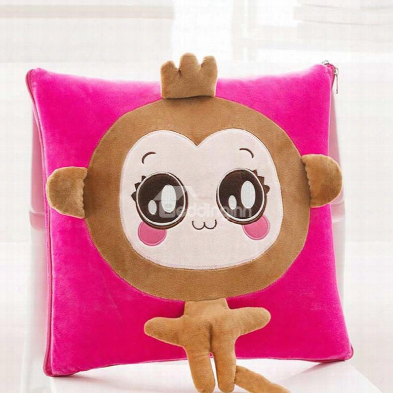Cute Cartoon Crown Monkey Pattern Design Three Kinds Of Use Multi-functional Car Pillow