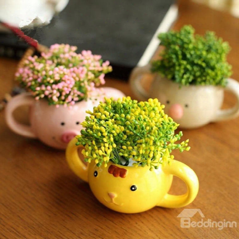 Cute Country Style Animal Shape Desktop Decoration Flowers Sets