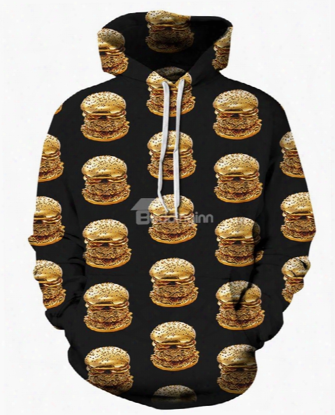 Delicious Hamburgers Long Sleeve 3d Pattern Hoodie