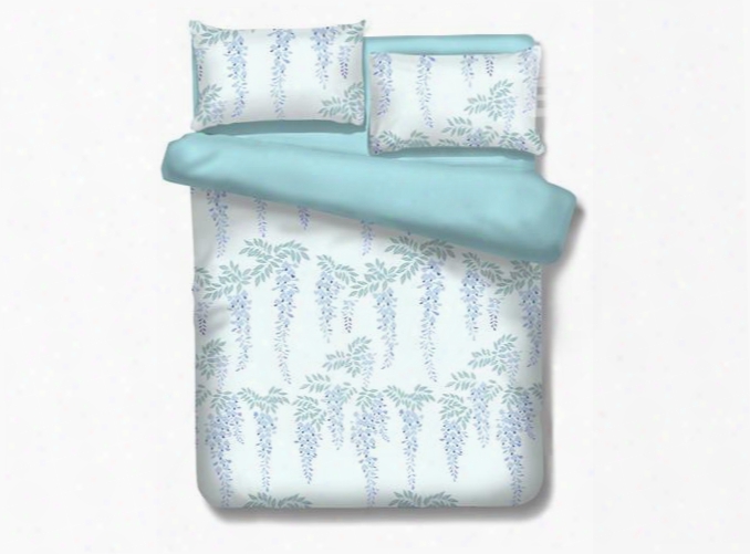 Designer Shallow Purple Strings Of Leaves Polyester 4-piece Bedding Sets/duvet Cover