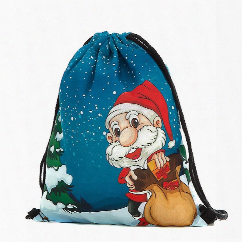 Drawstring Bag Travel Christmas Pattern Sports Portabl Backpack