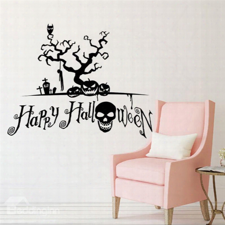 Durable Waterproof Pvc Tree And Happy Halloween Kids Room Wall Stickers