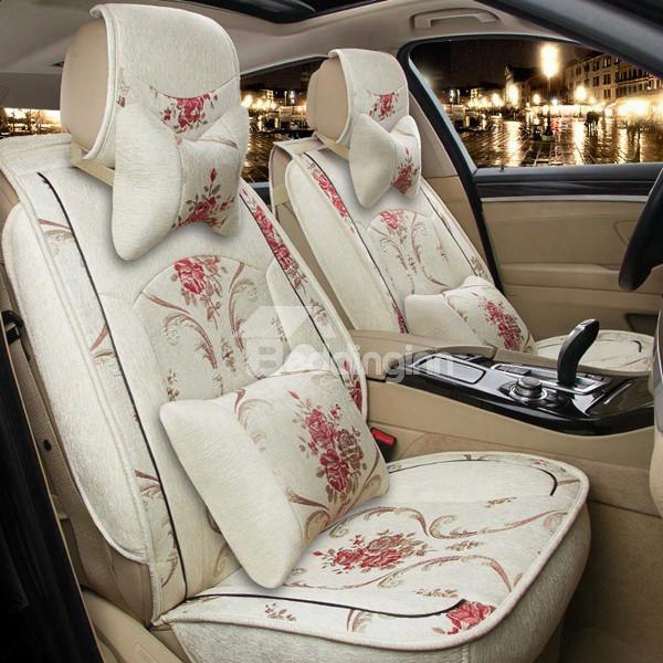 Elegant And Exquisite Floral Pattern Comfortable Material Universal Car Seat Cover