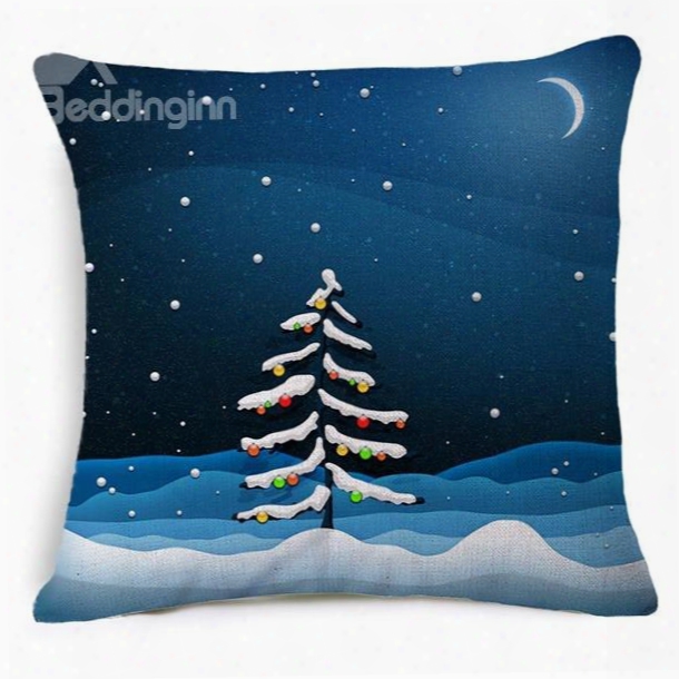 Virtuous Christmas Tree In Moonlight Print Throw Pillow Case