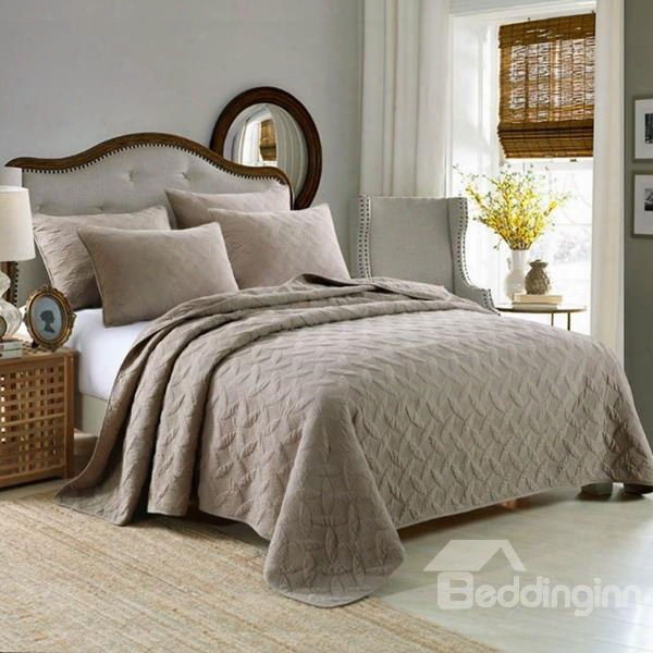 Exquisite Stitchwork Solid Color Cotton Bed In A Bag Set