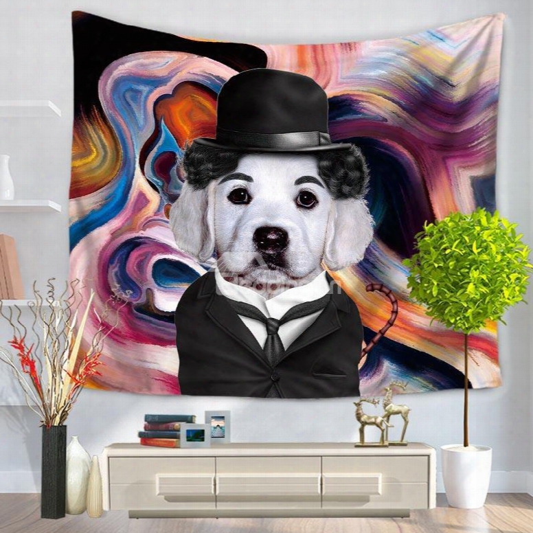 Famous Stars Chaplin With Dog Wearing Hat Decorative Hanging Wall Tapestry
