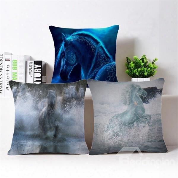 Fancy Imaginary Horse Print Throw Pillow Case