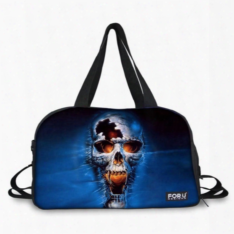 Fashion Blue Skull Pattern 3d Painted Travel Bag