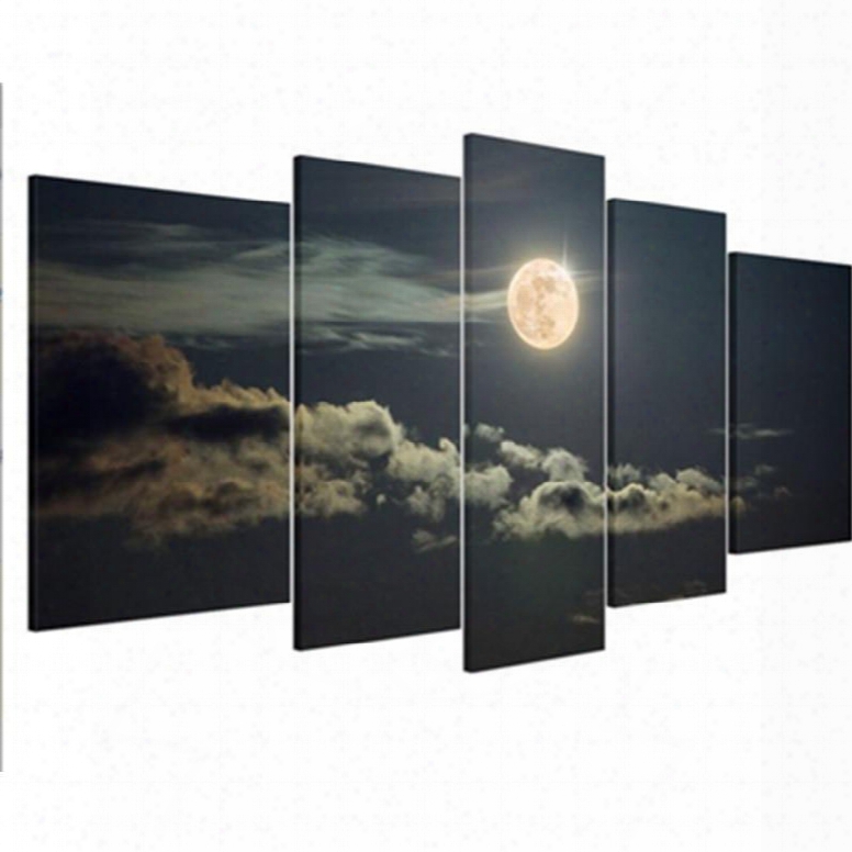Gold Sun Cloud And Sky 5-piece Canvas Non-framed Wall Prints