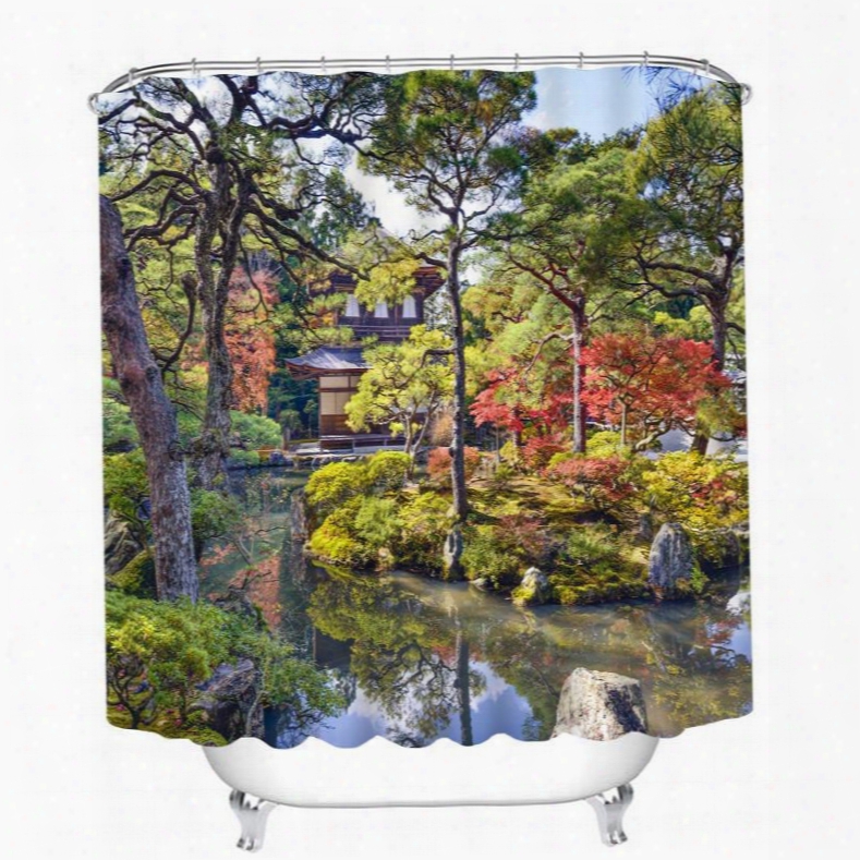 Gorgeous Courtyard View 3d Printed Bathroom Waterproof Shower Curtain