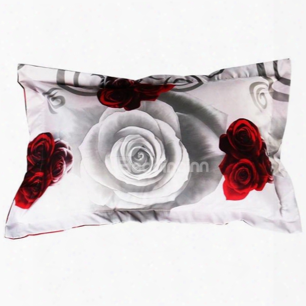 Gorgeous Retro Style Rose Print 2-piece Polyester Pillow Cases