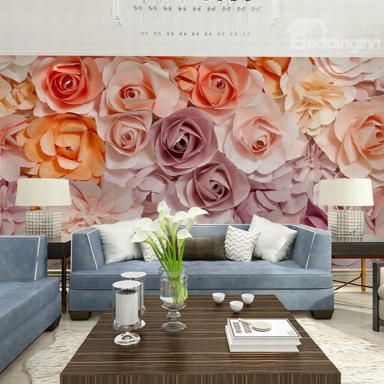 Gorge Ous Romantic Roses Pattern Design Waterproof Splicnig 3d Wall Murals