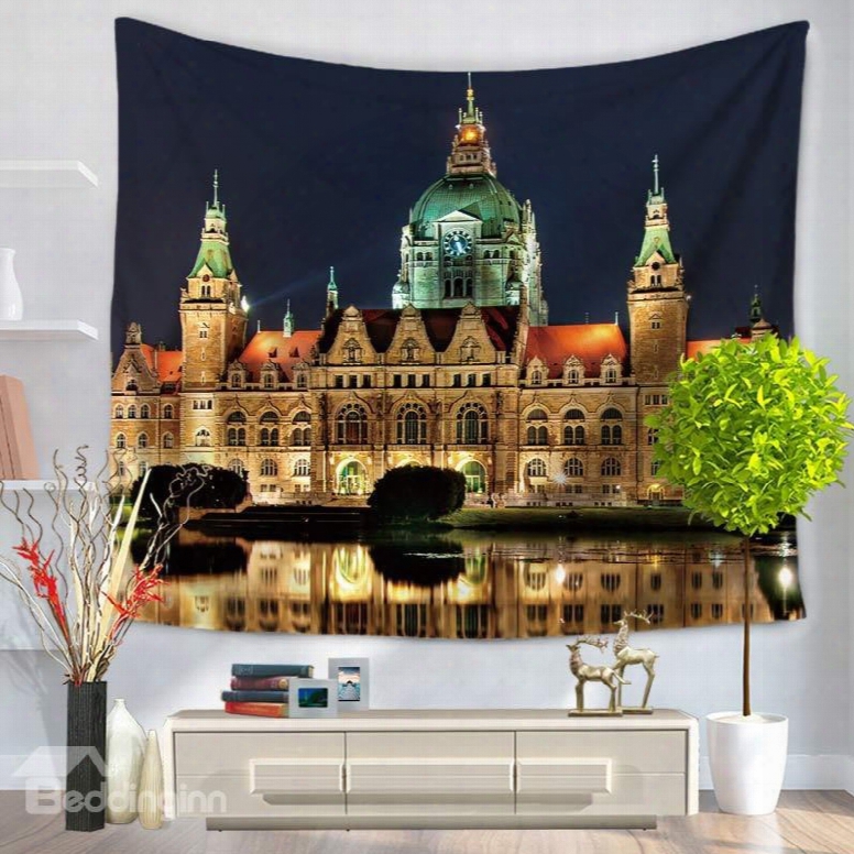 Gothic Architecture German Hanover Town Hall Decorative Hanging Wall Tapestry